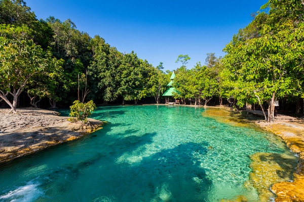 the crystal clear waters of the emerald pool