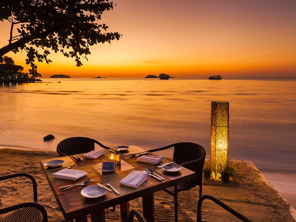 dinner next to the beach in Thailand