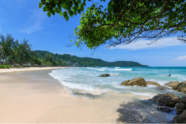 a picturesque shot of kata beach taken from the foreshore