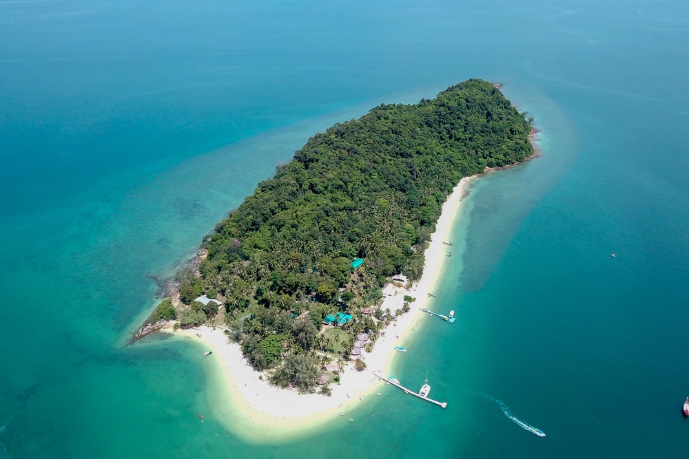 an aerial view of naka noi island taken from a drone