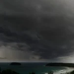 A dark cloud forms over the Andaman Sea during the Phuket monsoon season