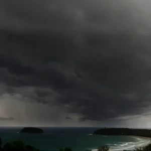 A dark cloud forms over the Andaman Sea during the Phuket monsoon season
