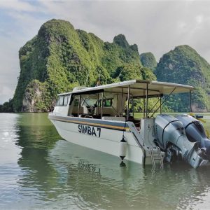 Simba's boat anchored and on its way towards Phang Nga Bay