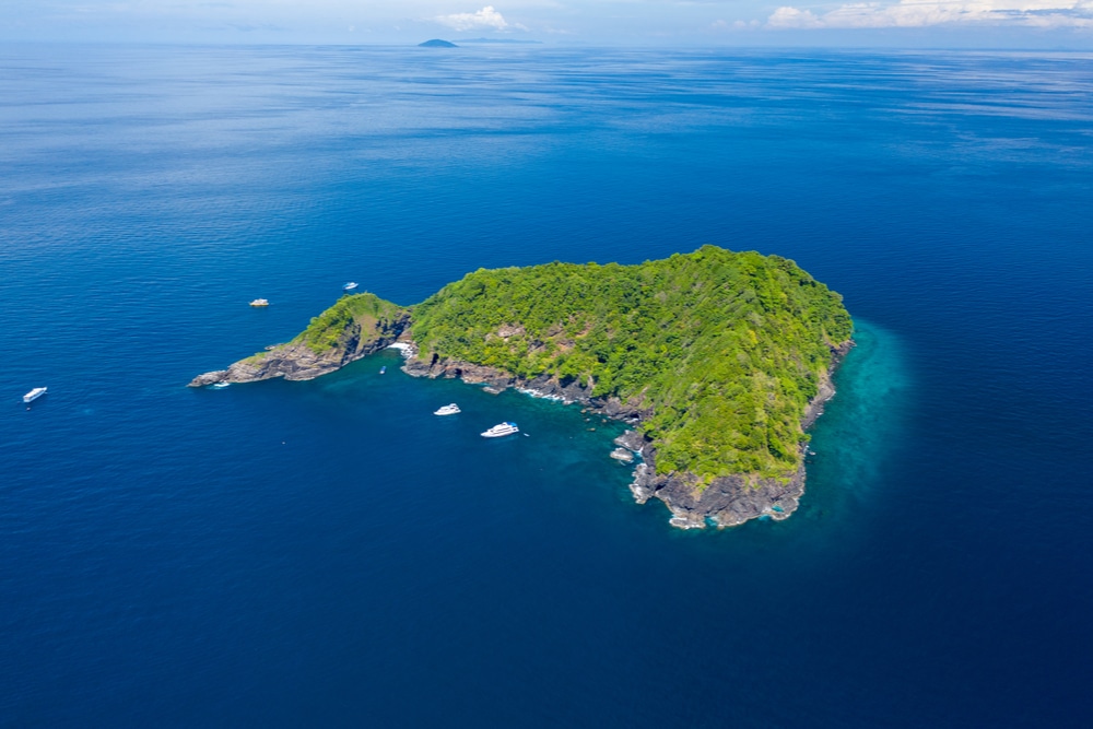 An aerial view of a luxury island in phuket