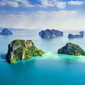 tup island as seen from a drone shot above the island