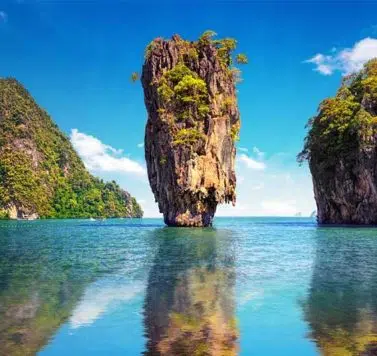 the limestone rock that draws in thousands of tourists a year at phang nga bay