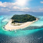bamboo island as seen from drone