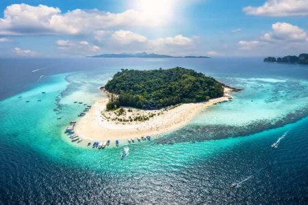 bamboo island as seen from drone