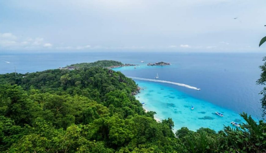 the view from the lookout point at similan island