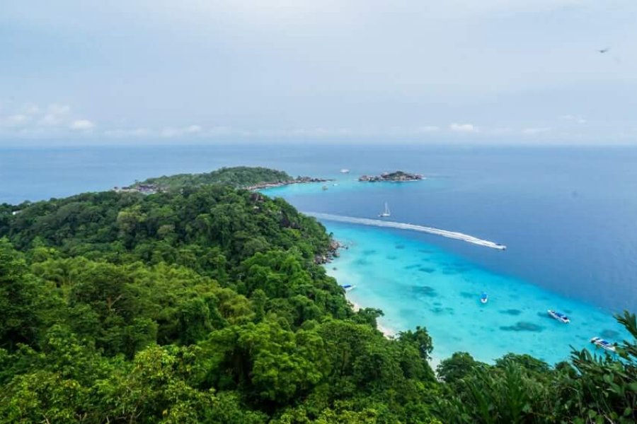 the view from the lookout point at similan island