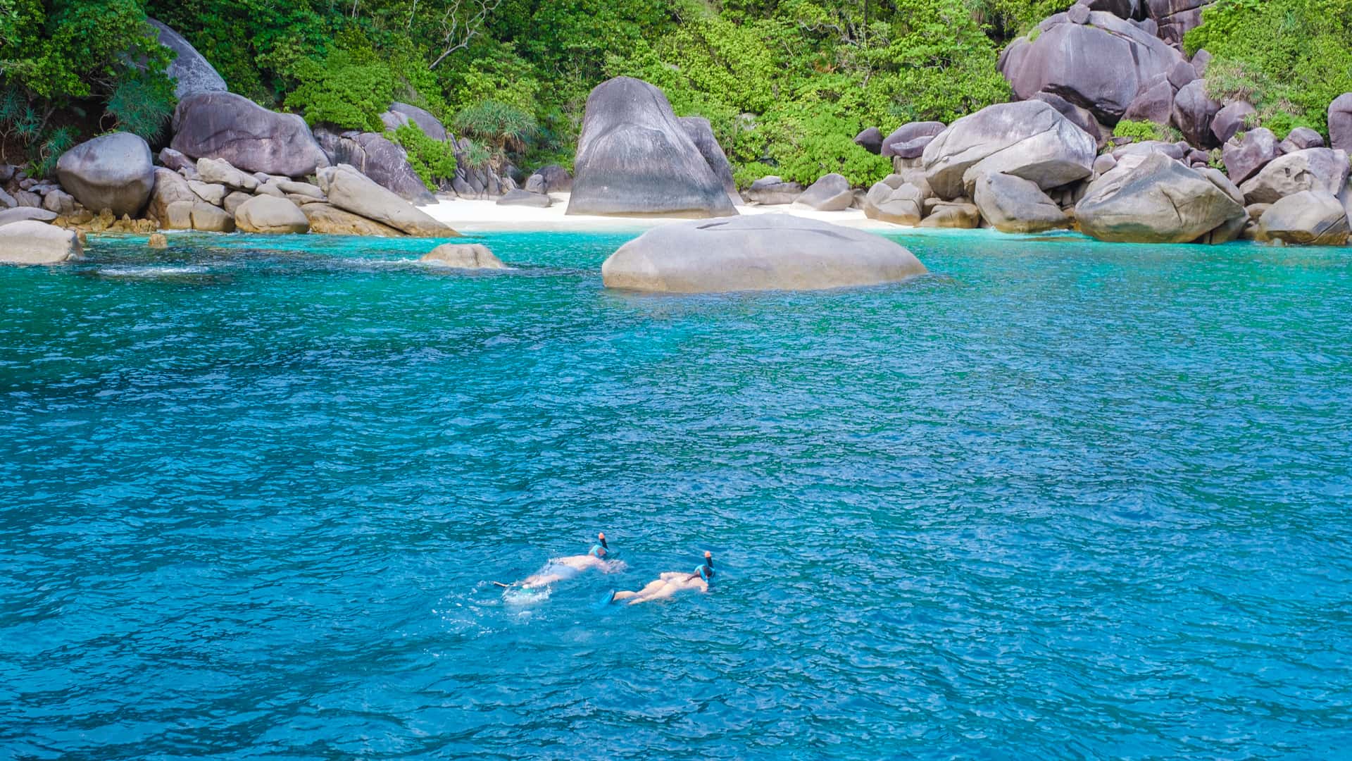 Snorkelling in the clear water of the Similan Islands