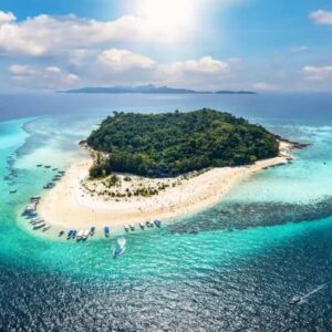 bamboo island as seen from drone