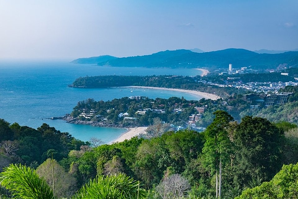 the view of the surrounding beaches and capes as seen from the viewpoint at promthep cape