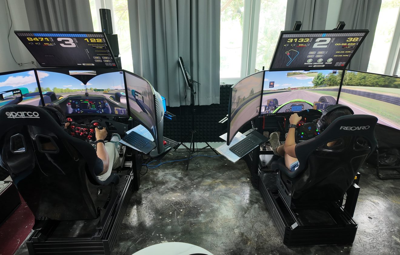 Racing simulators with triple screens at SIMPRO Academy, Boat Lagoon, Phuket
